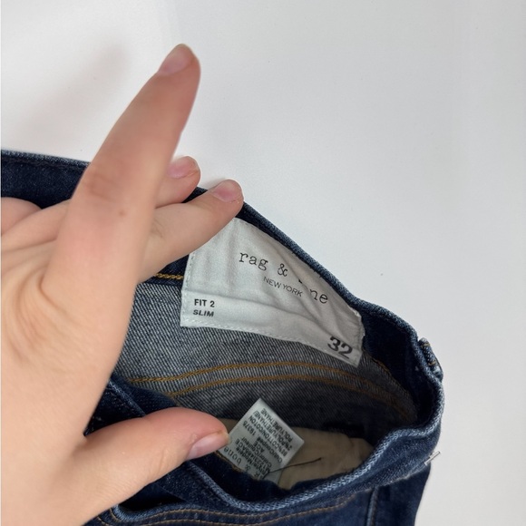 Rag and Bone High Rise SLIM Straight Leg Dark Wash Denim Jeans - Picture 3 of 3
